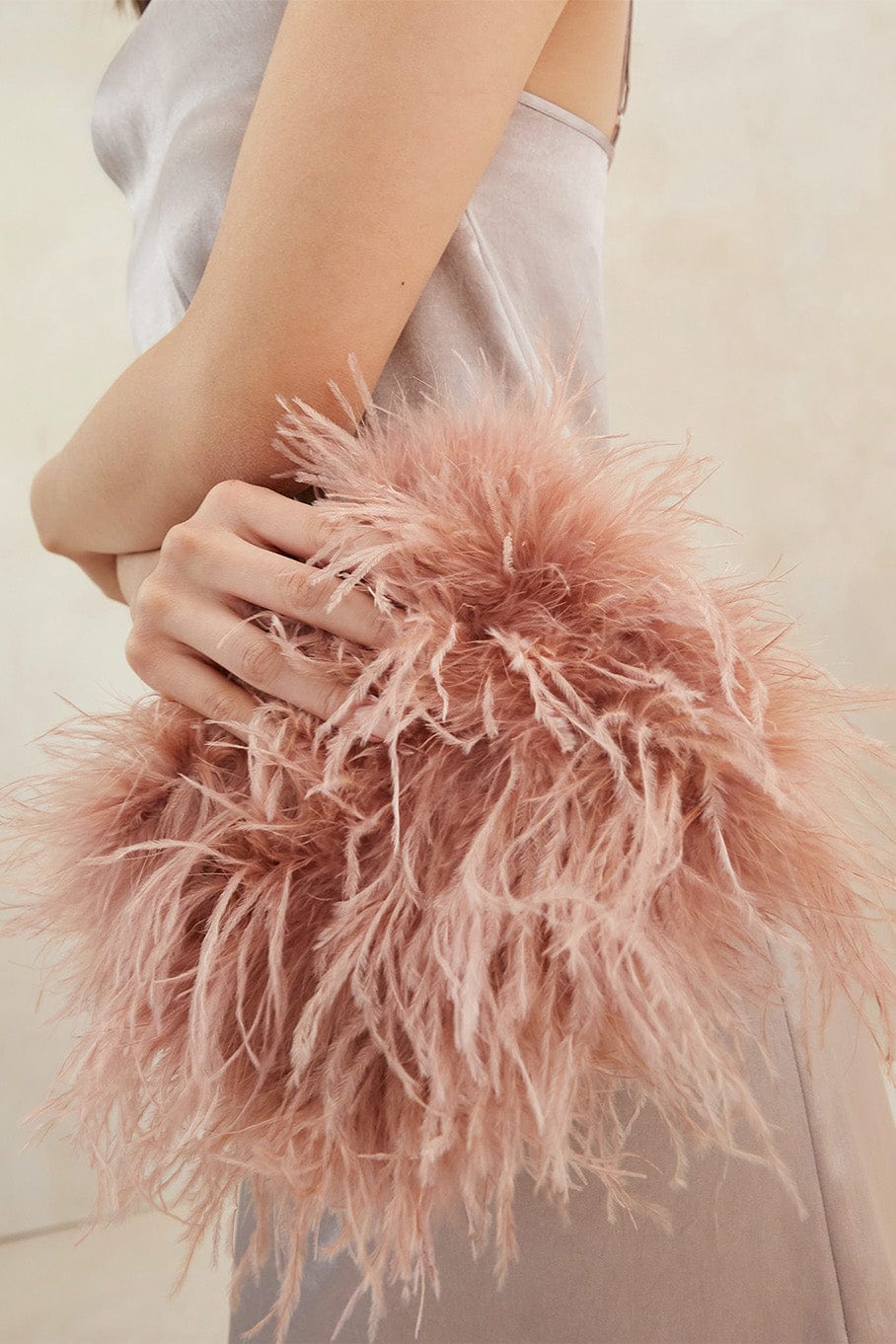 LOEFFLER RANDALL-Zahara Feather Pouch - Blush-BLUSH