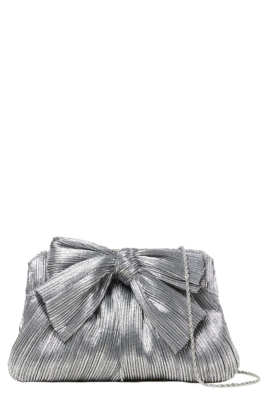LOEFFLER RANDALL-Rayne Pleated Frame Clutch - Dark Silver-DRKSLVR