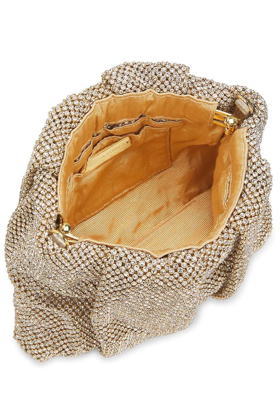 LOEFFLER RANDALL-Crystal Gathered Flat Pouch-GOLD