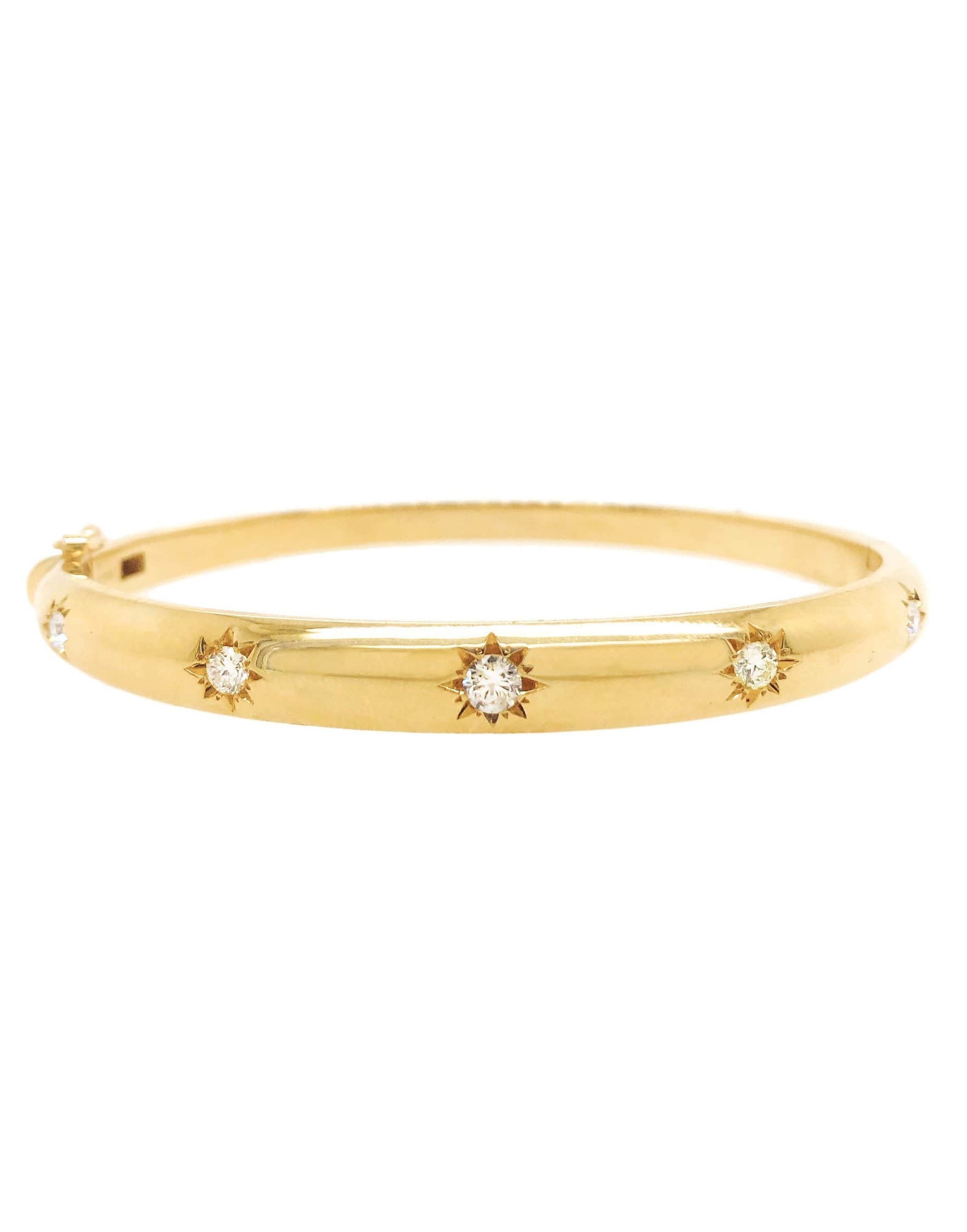 LOGAN HOLLOWELL-Star Set Diamond Bangle-YELLOW GOLD