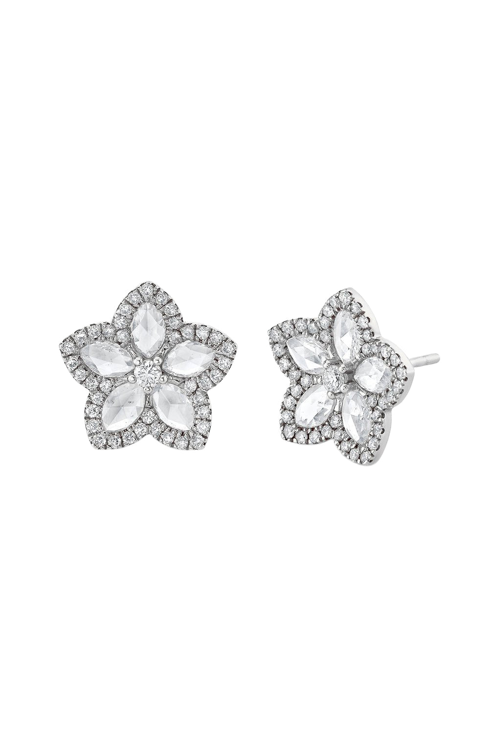 Eternal Jardin Flower Stud Earrings-WHITE GOLD-JEWELRYFINE JEWELEARRING-LOGAN HOLLOWELL