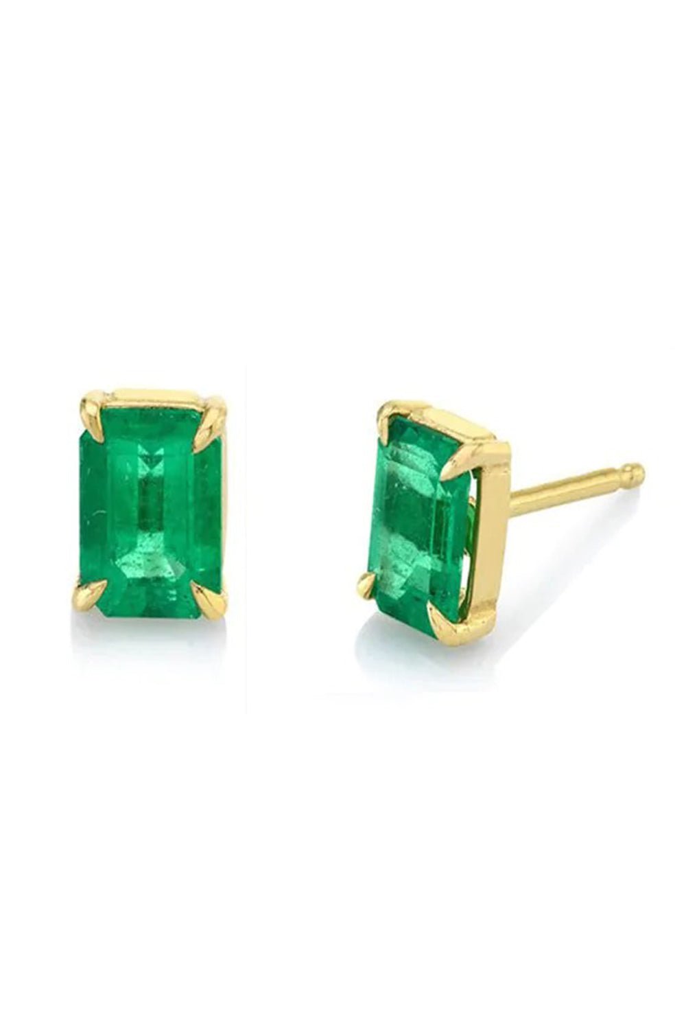 LOGAN HOLLOWELL-Colombian Emerald Baby Cut Studs-YELLOW GOLD