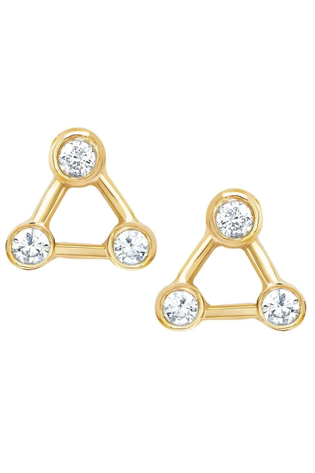 LOGAN HOLLOWELL-Mini Summer Triangle Diamond Constellation Earrings-YELLOW GOLD
