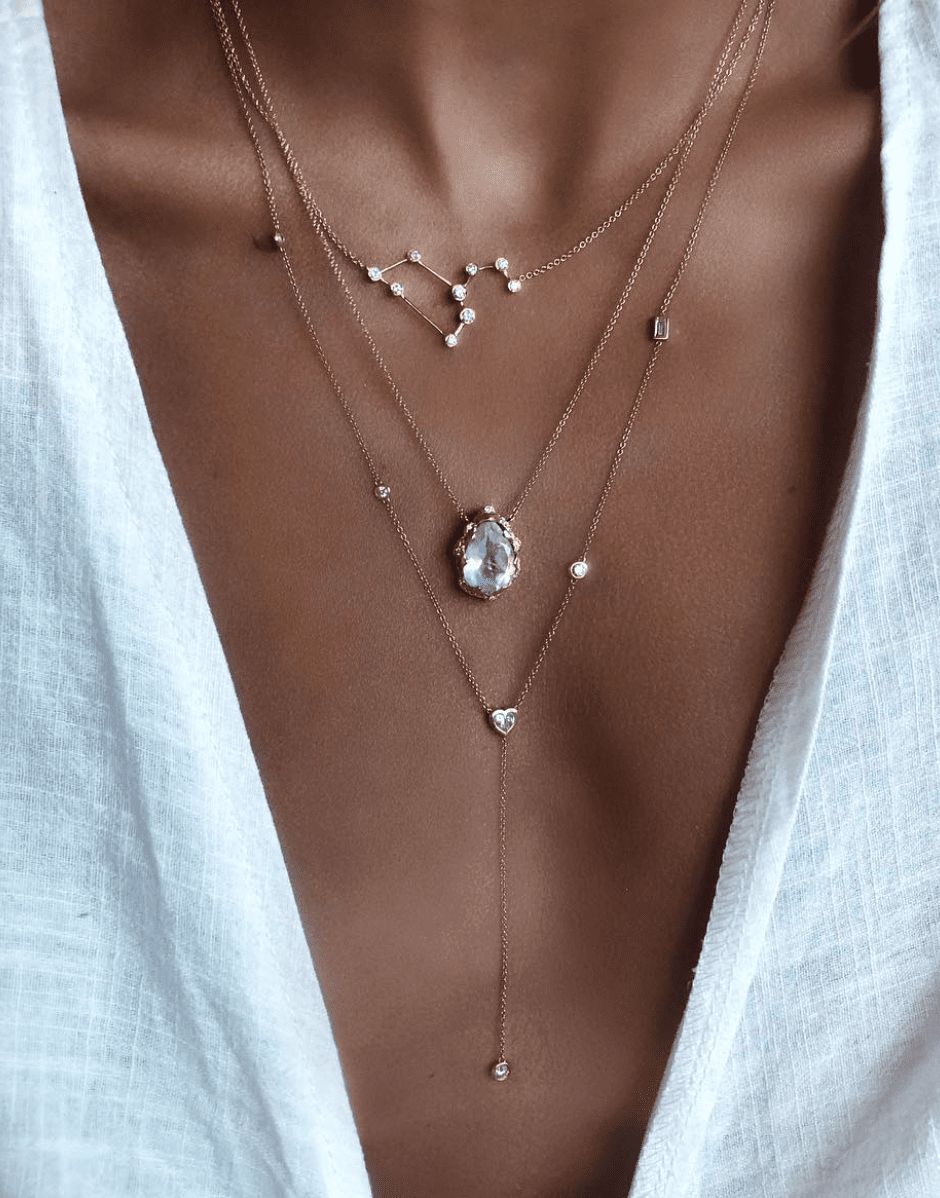 LOGAN HOLLOWELL-Leo Diamond Constellation Necklace-WHITE GOLD