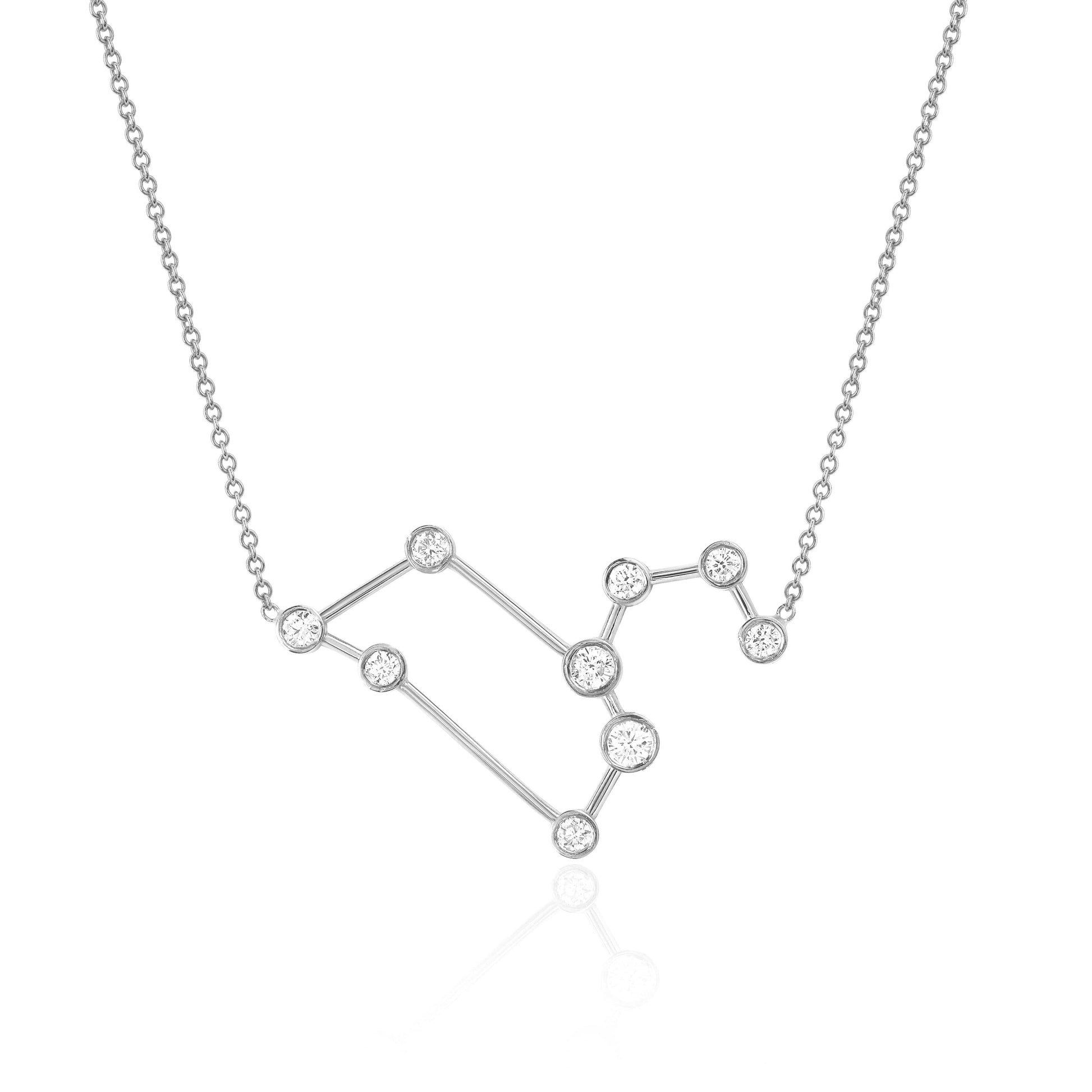 LOGAN HOLLOWELL-White Gold Leo Diamond Constellation Necklace-WHITE GOLD