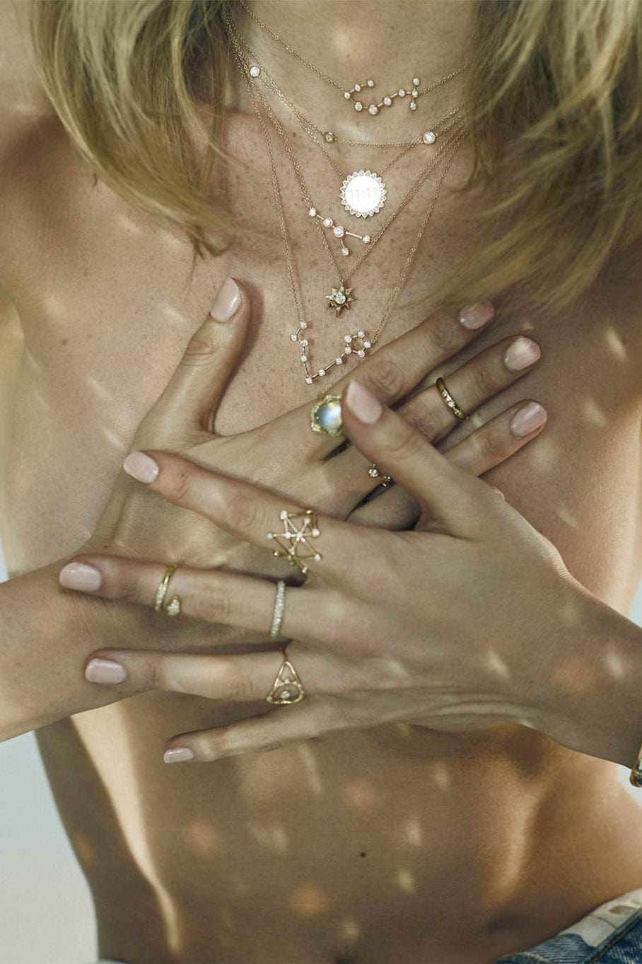 LOGAN HOLLOWELL-Cancer Constellation Necklace-YELLOW GOLD