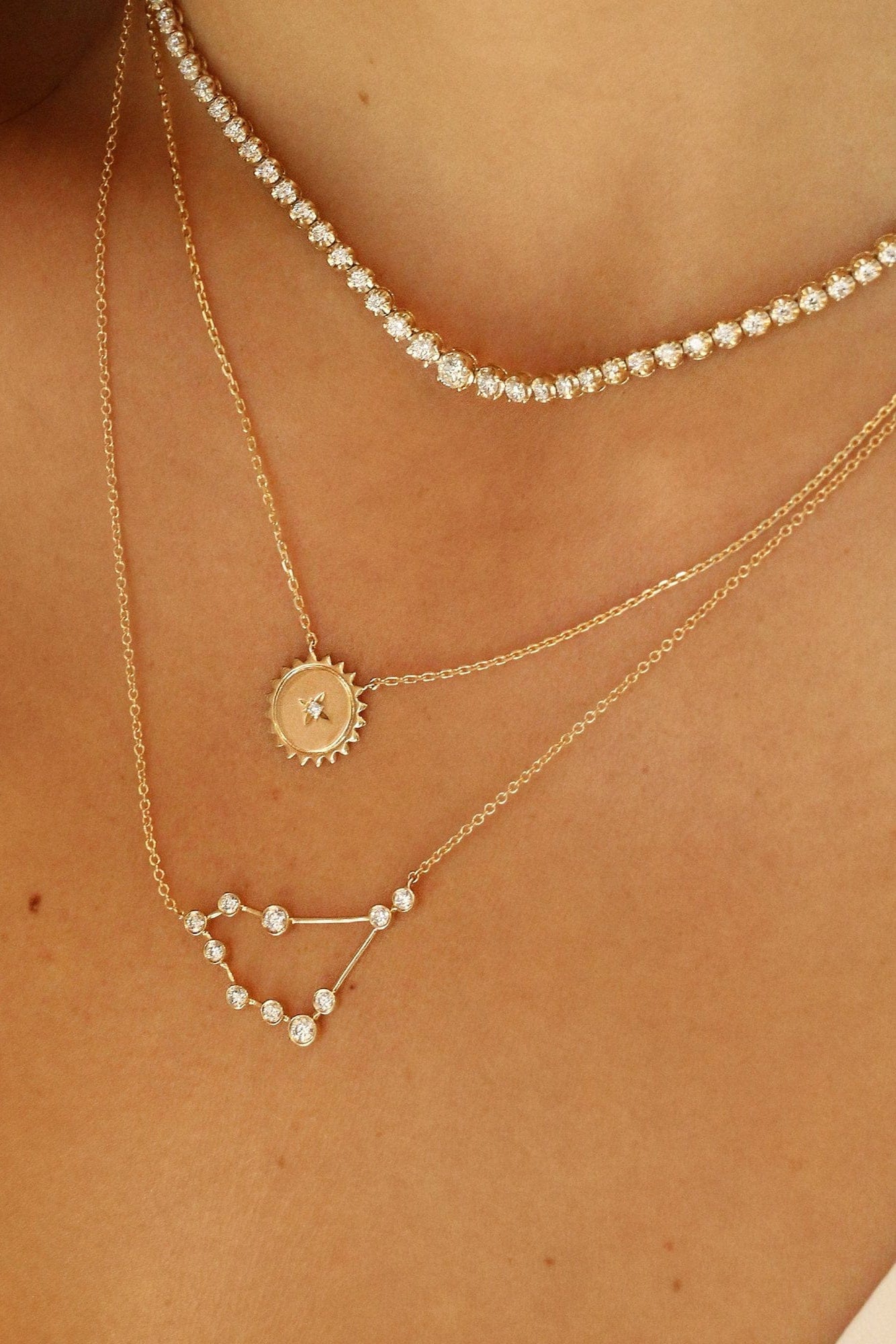 LOGAN HOLLOWELL-Capricorn Constellation Necklace-YELLOW GOLD