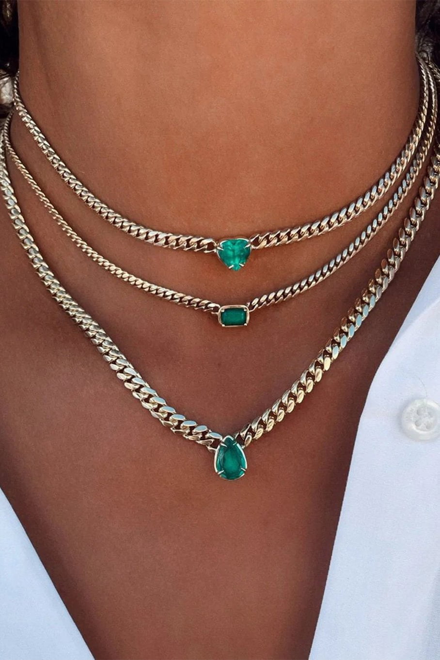 LOGAN HOLLOWELL-Queen Emerald Cut Choker-YELLOW GOLD