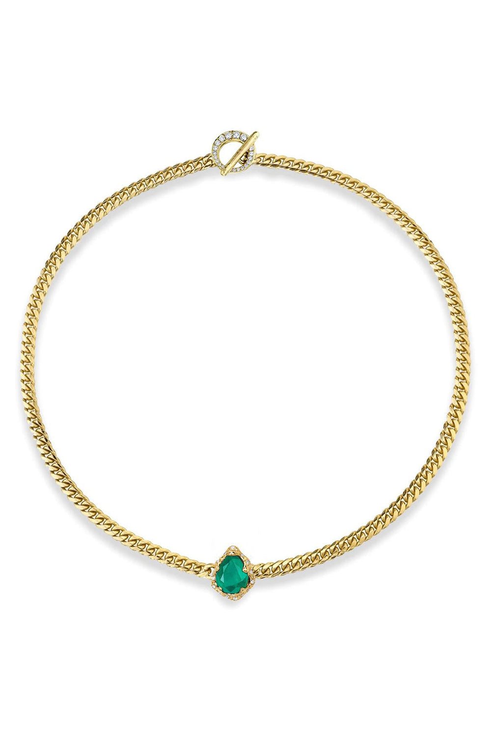 LOGAN HOLLOWELL-Reversible Baby Queen Emerald Cuban Choker-YELLOW GOLD