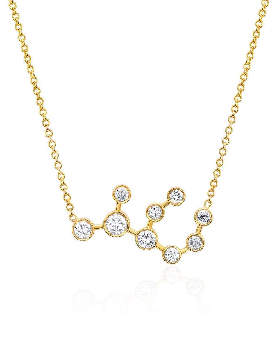 LOGAN HOLLOWELL-White Sapphire Virgo Constellation Necklace-YELLOW GOLD