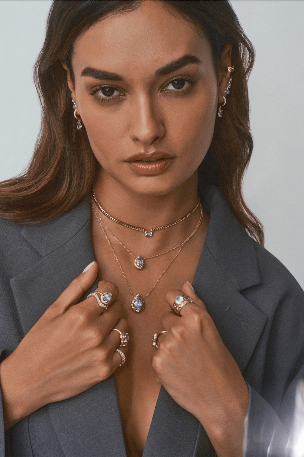 Queen Sprinkled Diamond Water Drop Aquamarine Necklace – Marissa