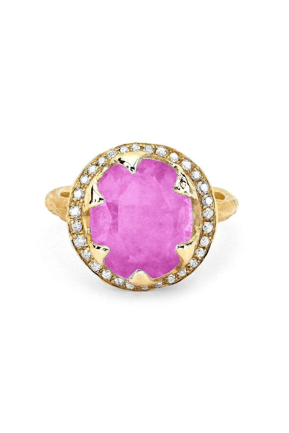 Baby Queen Full Pave Halo Pink Sapphire Ring JEWELRYFINE JEWELRING LOGAN HOLLOWELL   