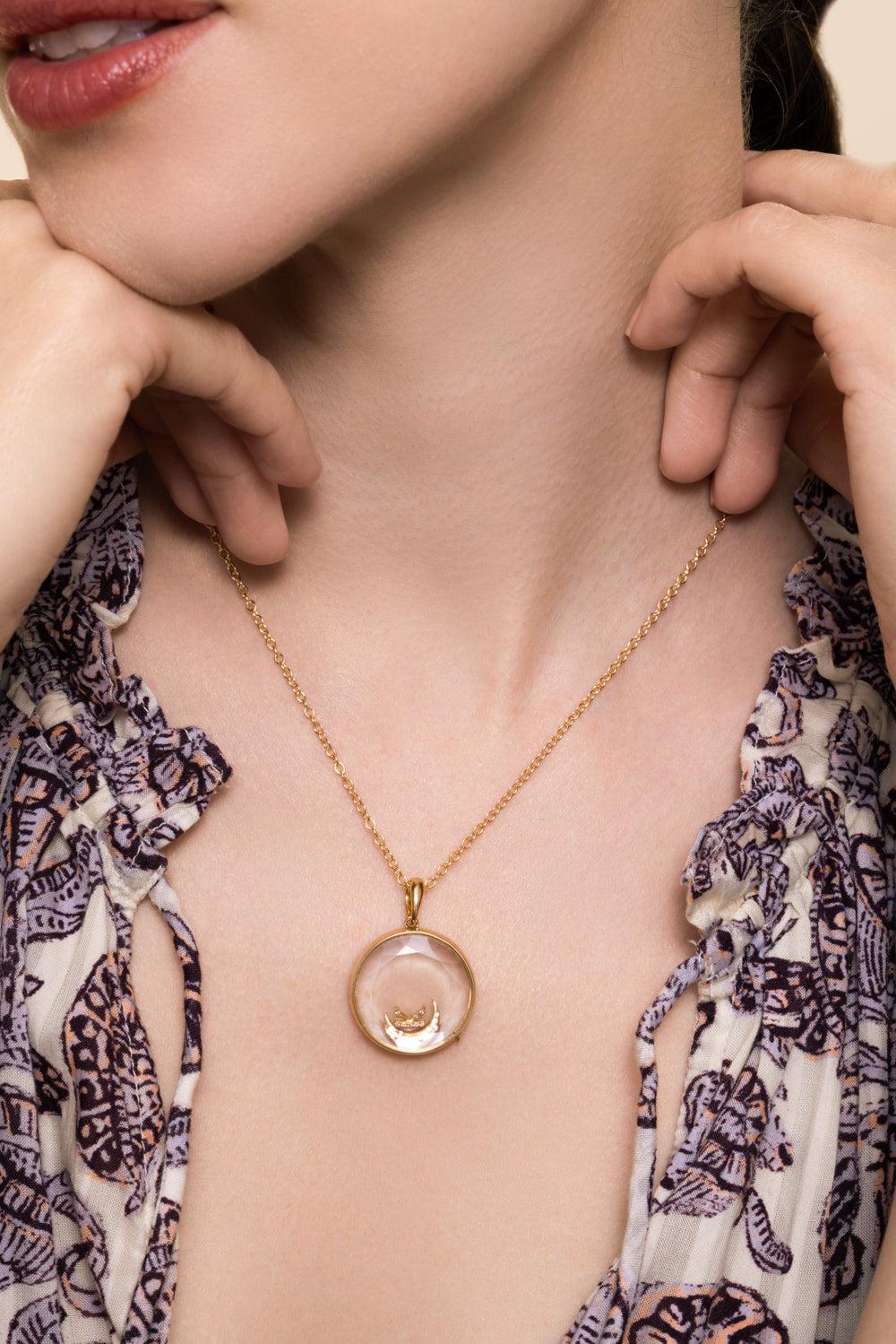 Sapphire Large Round Rolo Locket Necklace-YELLOW GOLD-16/18-JEWELRYFINE JEWELNECKLACE O-LOQUET
