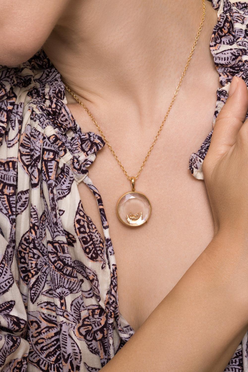 Sapphire Large Round Rolo Locket Necklace-YELLOW GOLD-16/18-JEWELRYFINE JEWELNECKLACE O-LOQUET