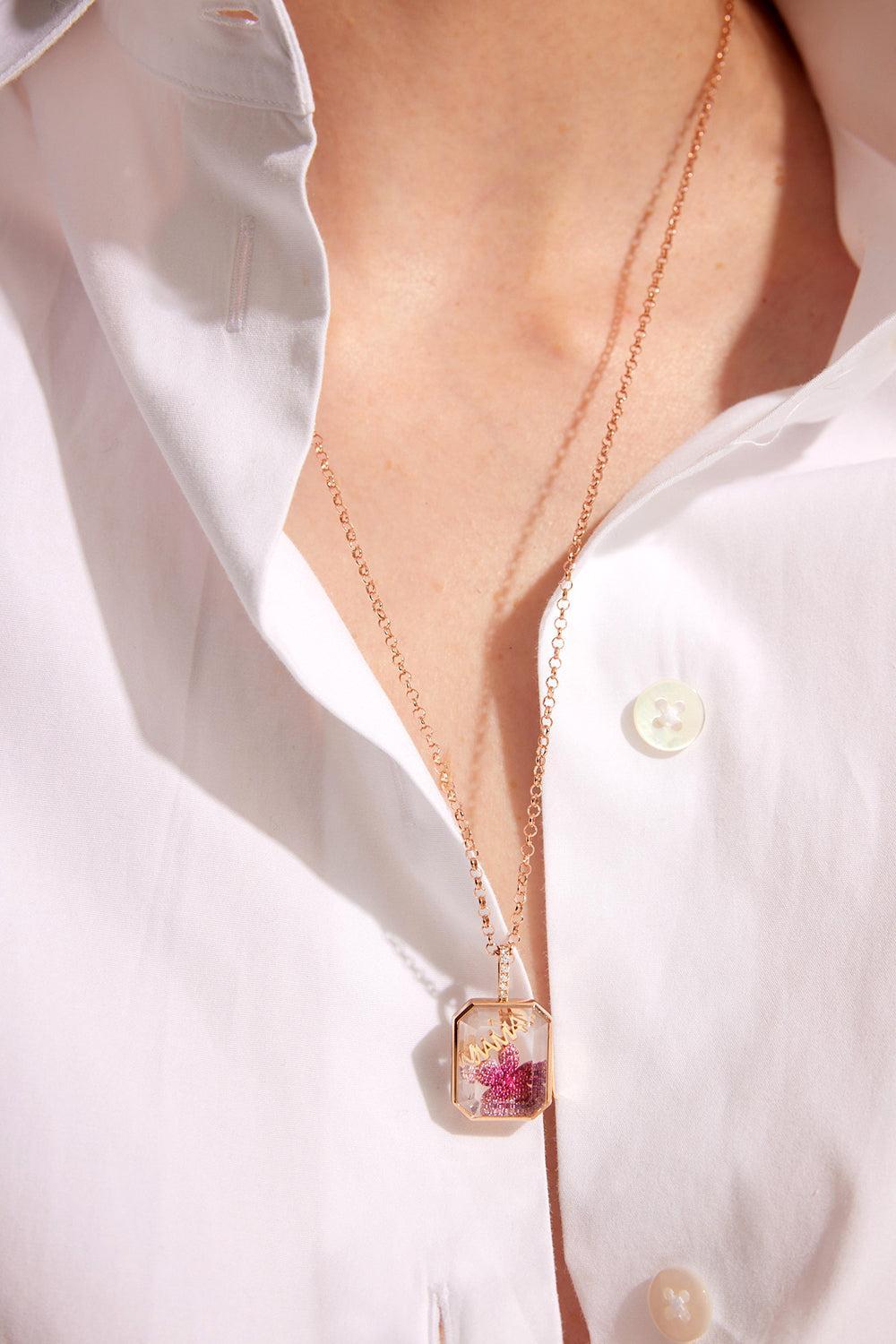 Baguette Diamond Locket Pendant Necklace-YELLOW GOLD-18-JEWELRYFINE JEWELNECKLACE O-LOQUET