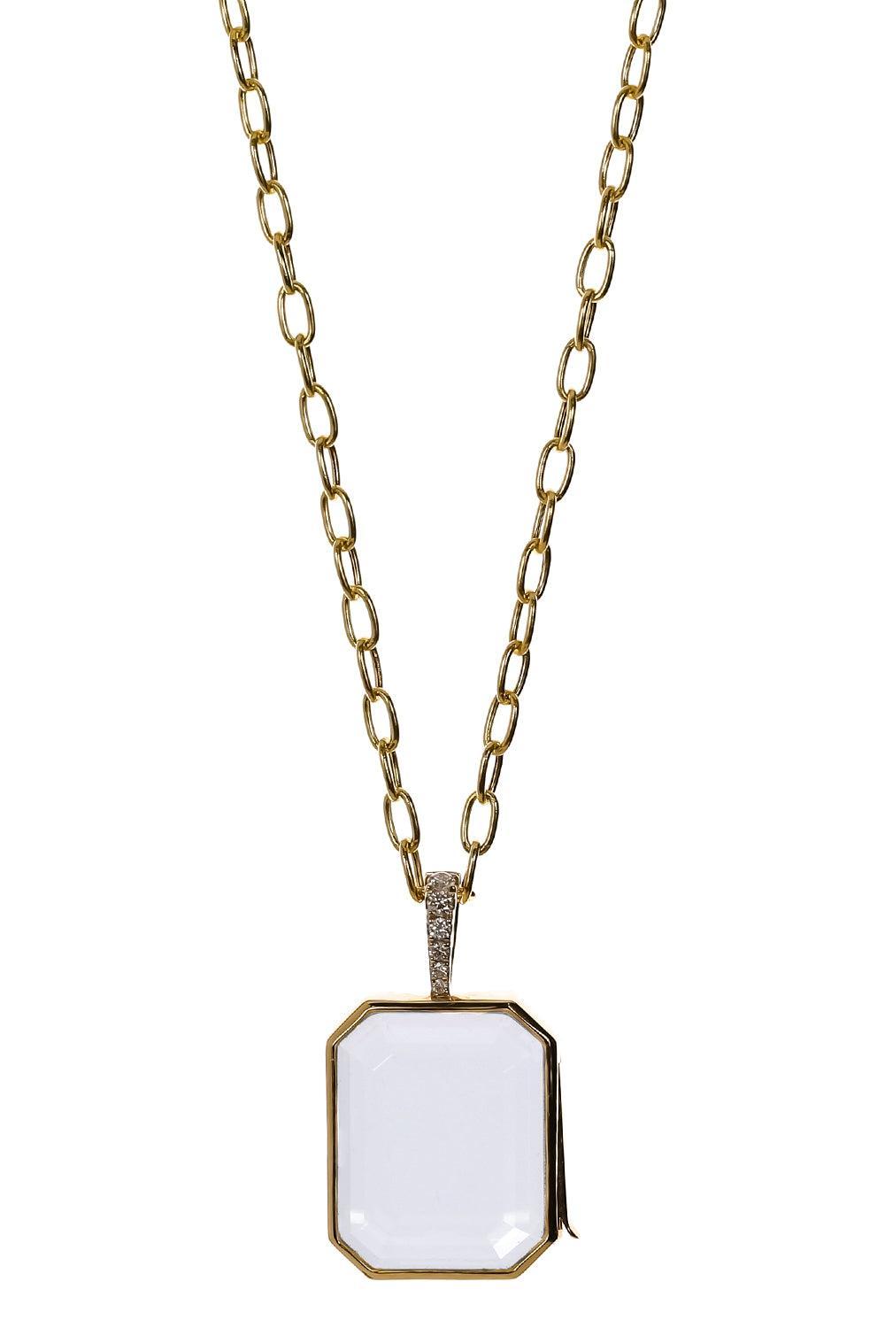 Baguette Diamond Oval Locket Necklace-YELLOW GOLD-18-JEWELRYFINE JEWELNECKLACE O-LOQUET