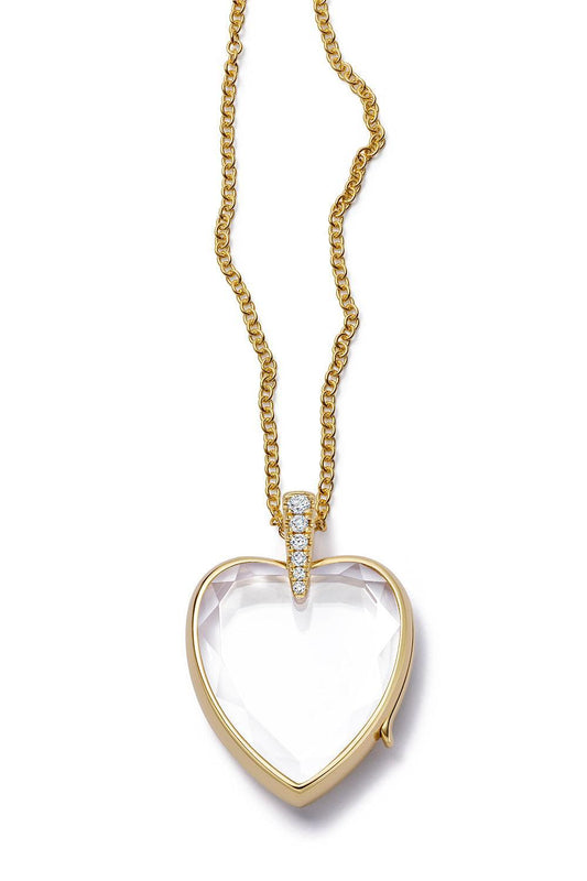 Diamond Amate Heart Locket Rolo Chain Necklace-YELLOW GOLD-18-JEWELRYFINE JEWELNECKLACE O-LOQUET