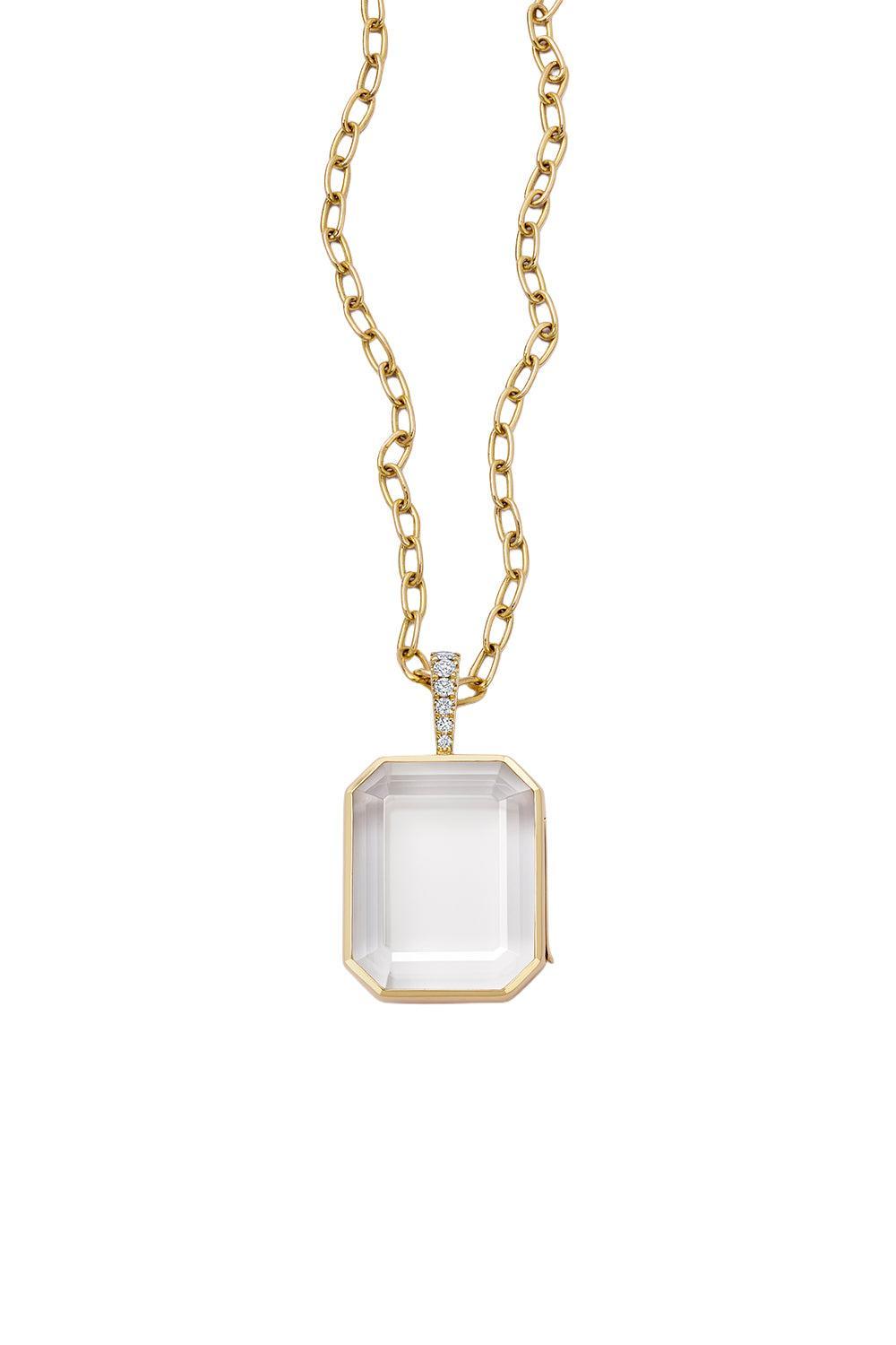 Diamond Baguette Locket Necklace-YELLOW GOLD-18-JEWELRYFINE JEWELNECKLACE O-LOQUET