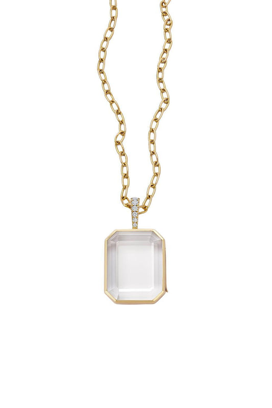 Diamond Baguette Locket Necklace-YELLOW GOLD-18-JEWELRYFINE JEWELNECKLACE O-LOQUET