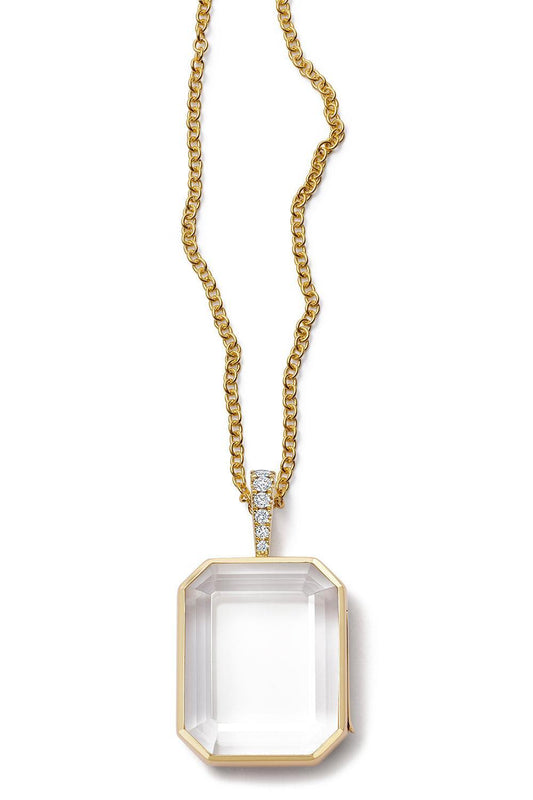 Diamond Baguette Rolo Chain Locket-YELLOW GOLD-18-JEWELRYFINE JEWELNECKLACE O-LOQUET