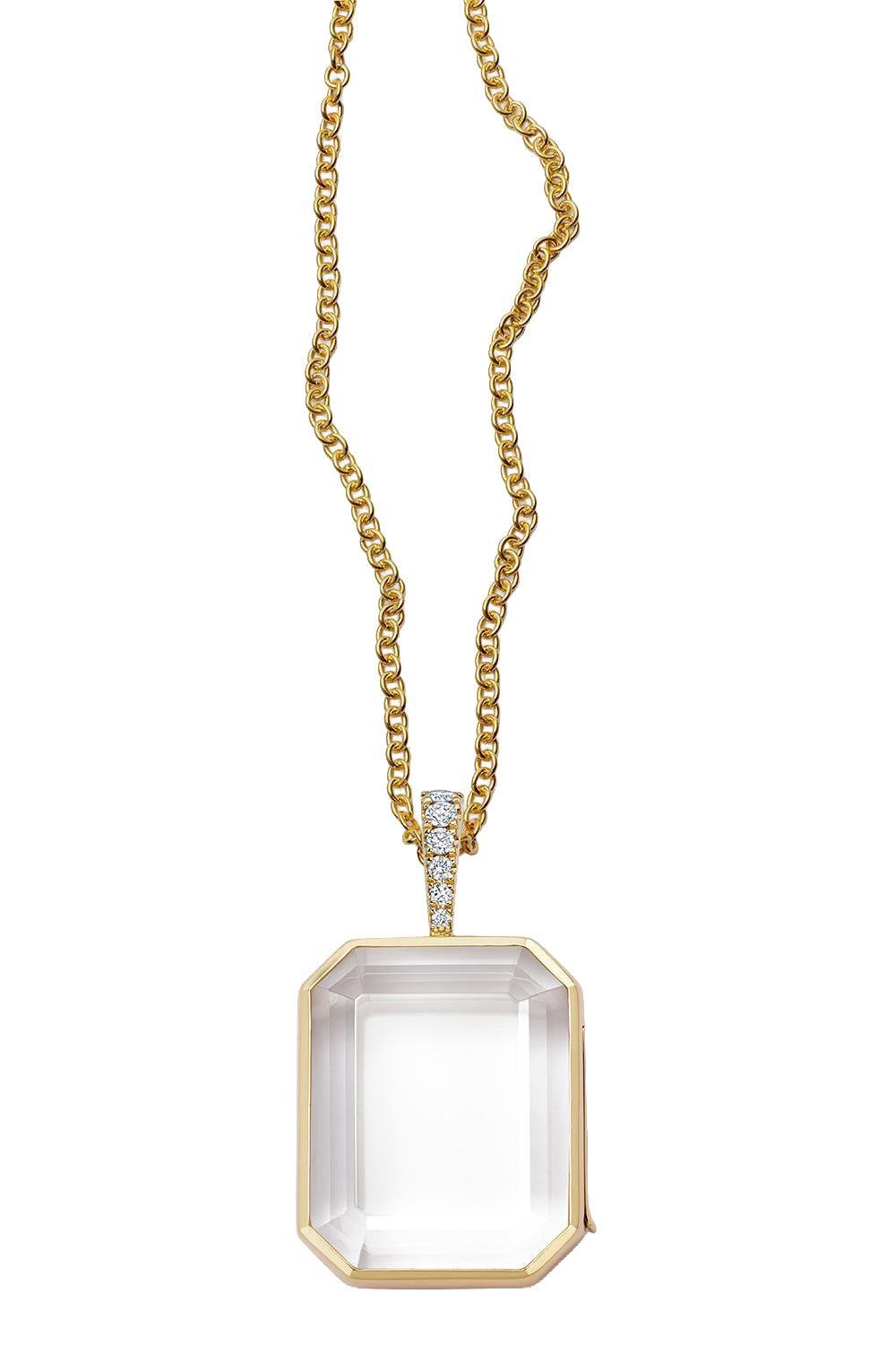 Diamond Baguette Rolo Chain Locket-YELLOW GOLD-18-JEWELRYFINE JEWELNECKLACE O-LOQUET
