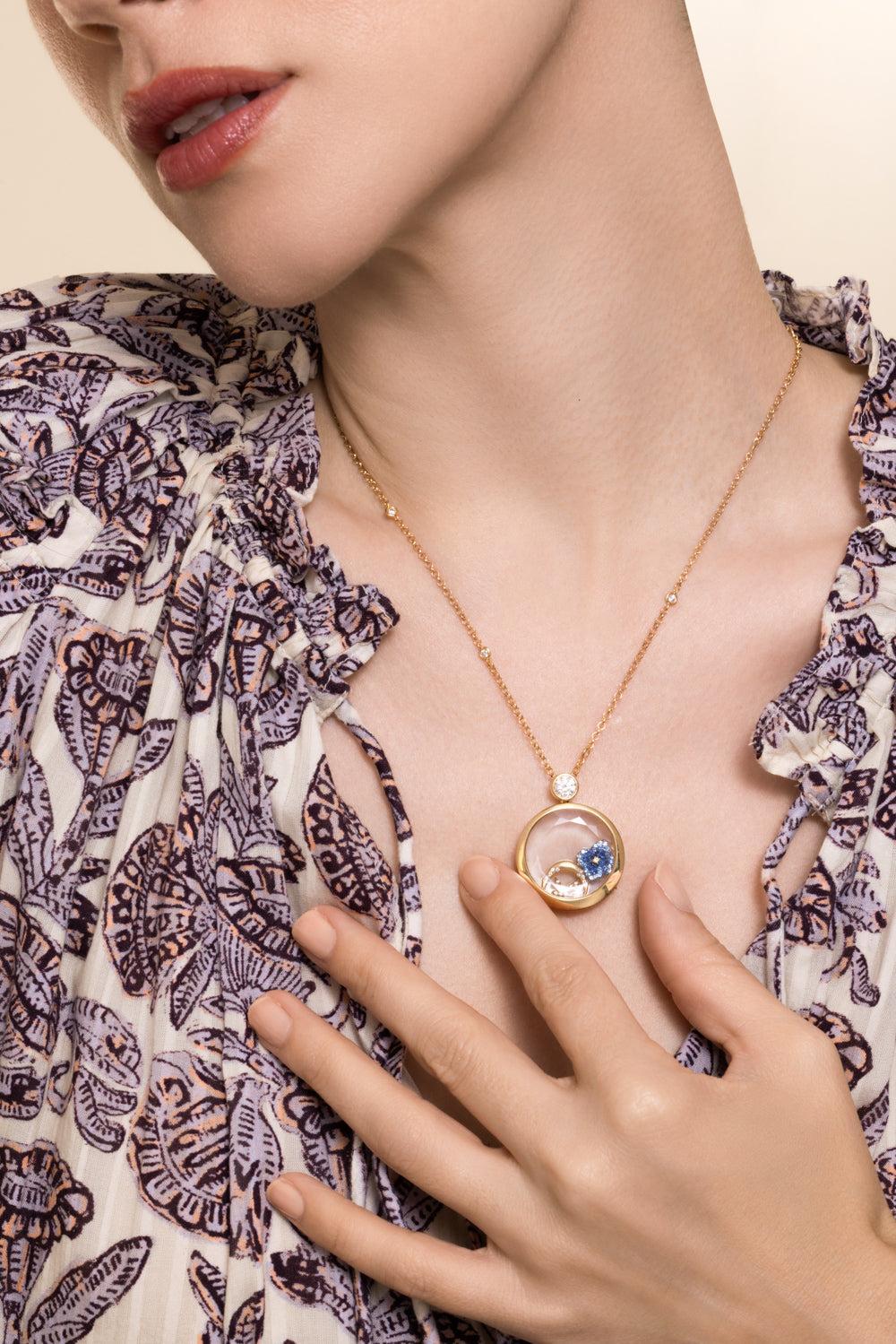 Diamond Solitare Round Locket Necklace-YELLOW GOLD-18-JEWELRYFINE JEWELNECKLACE O-LOQUET