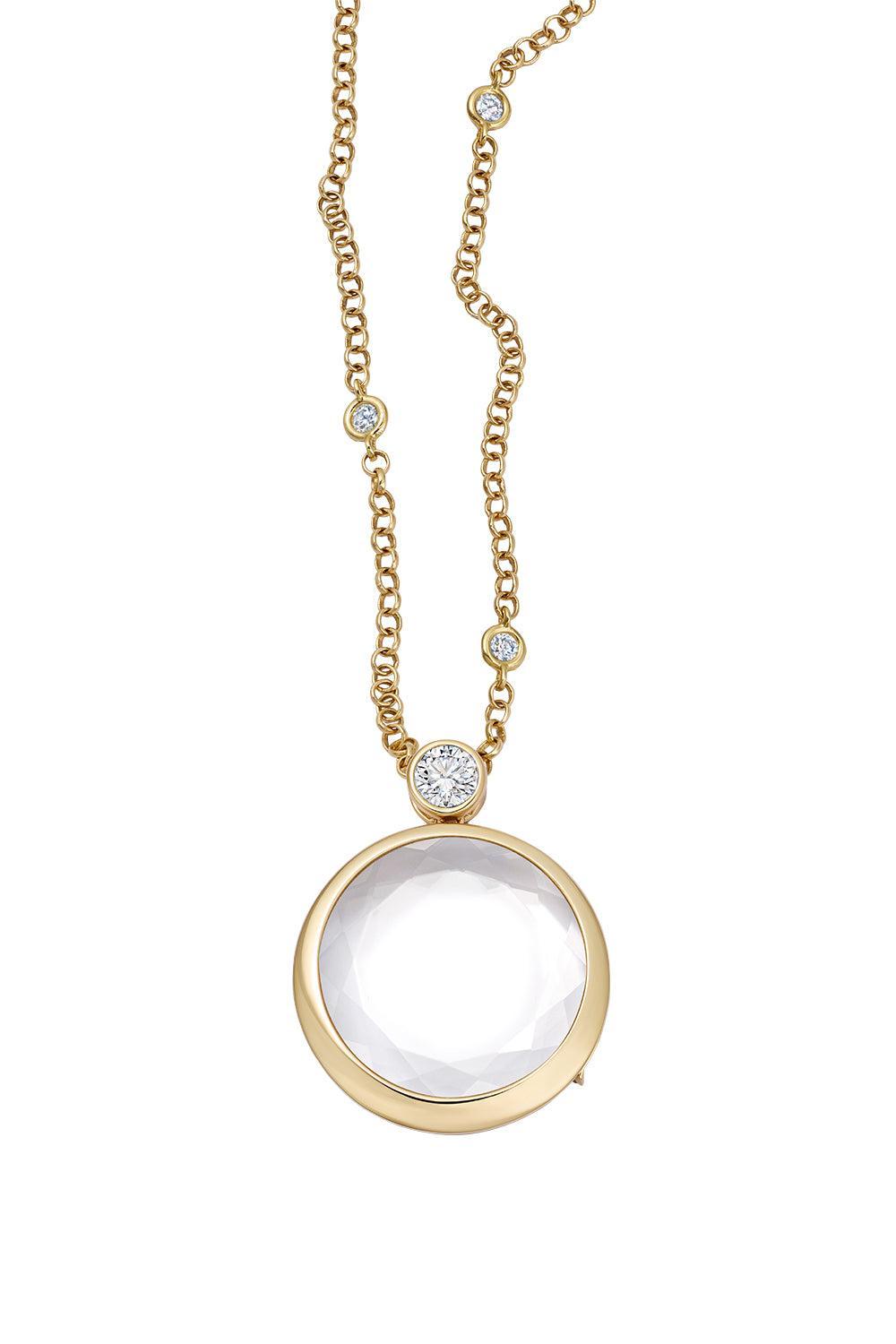Diamond Solitare Round Locket Necklace-YELLOW GOLD-18-JEWELRYFINE JEWELNECKLACE O-LOQUET