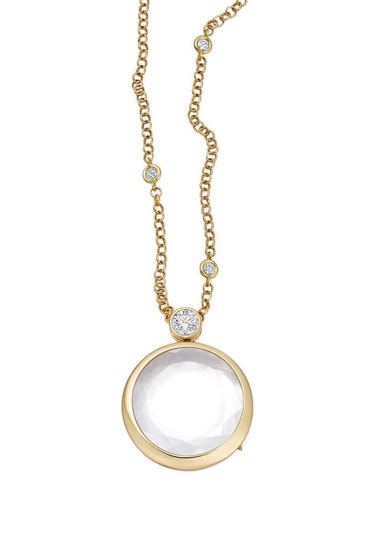 Diamond Solitare Round Locket Necklace-YELLOW GOLD-18-JEWELRYFINE JEWELNECKLACE O-LOQUET