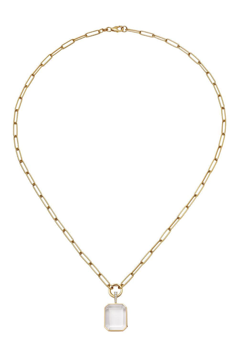 Diamond Baguette Paperclip Necklace-YELLOW GOLD-22-JEWELRYFINE JEWELNECKLACE O-LOQUET
