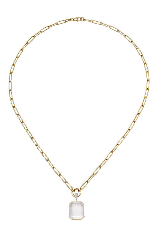 Diamond Baguette Paperclip Necklace-YELLOW GOLD-22-JEWELRYFINE JEWELNECKLACE O-LOQUET