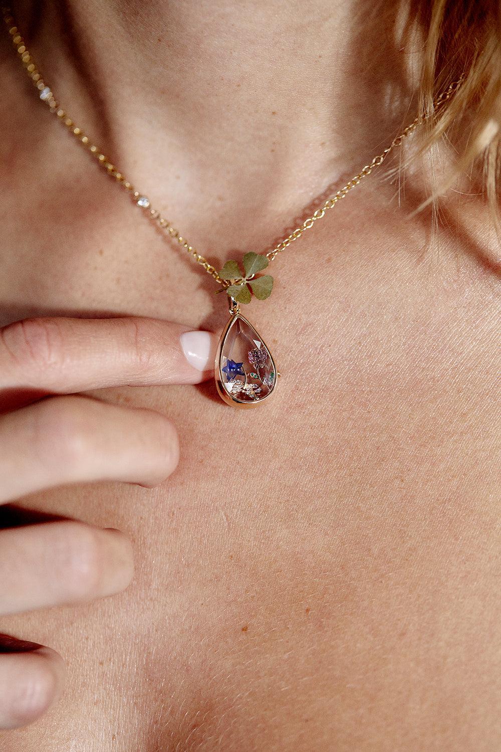 Pink Sapphire Rose Charm-ROSE GOLD-JEWELRYFINE JEWELPENDANT-LOQUET