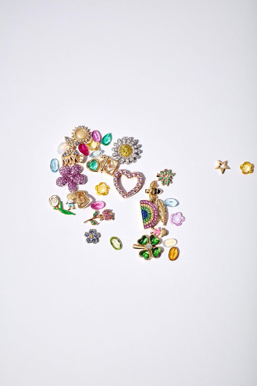 Pink Sapphire Rose Charm-ROSE GOLD-JEWELRYFINE JEWELPENDANT-LOQUET