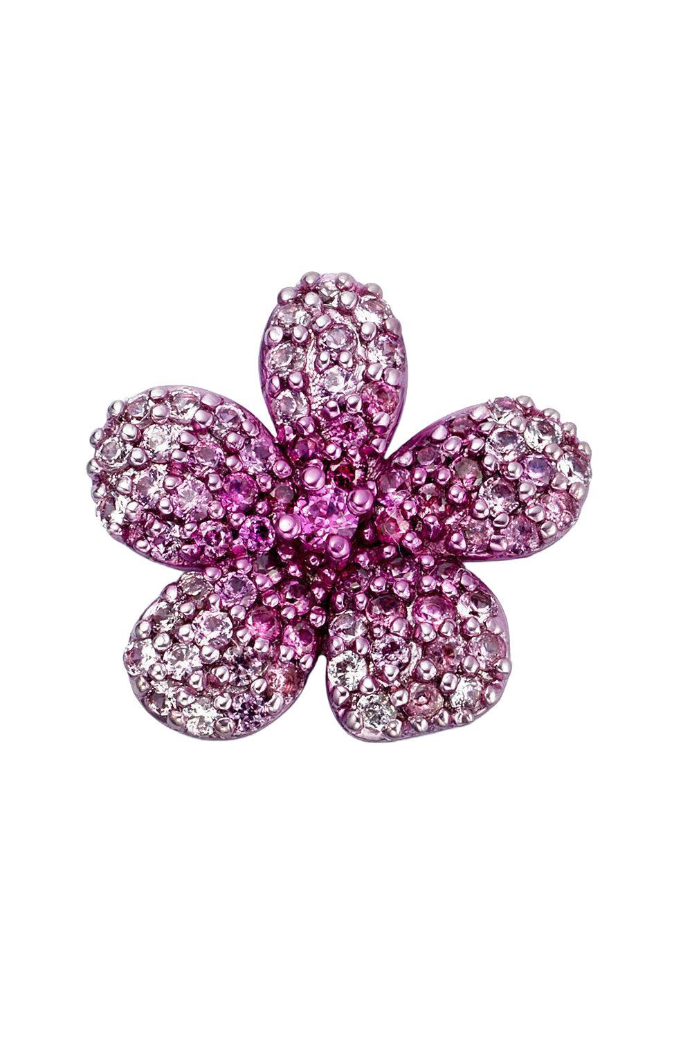 Pink Sapphire Blooming Blossom Charm-WHITE GOLD-JEWELRYFINE JEWELPENDANT-LOQUET