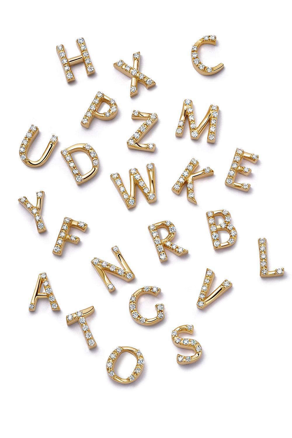 Diamond Letter Charm-YELLOW GOLD-C-JEWELRYFINE JEWELPENDANT-LOQUET