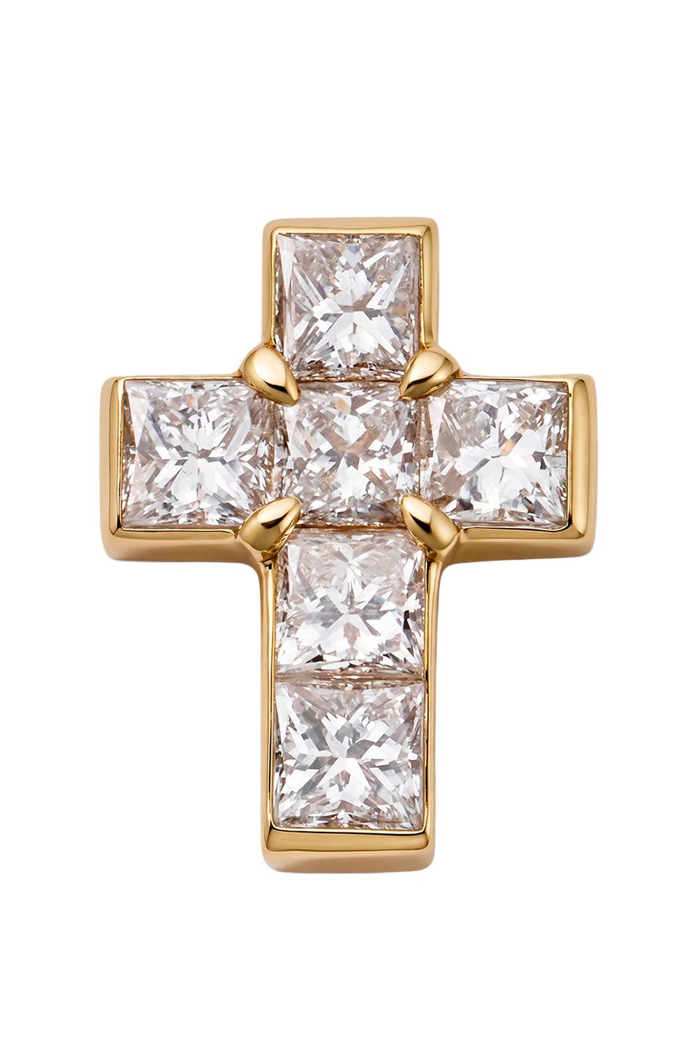 Diamond Cross Charm - Yellow Gold-YELLOW GOLD-JEWELRYFINE JEWELPENDANT-LOQUET