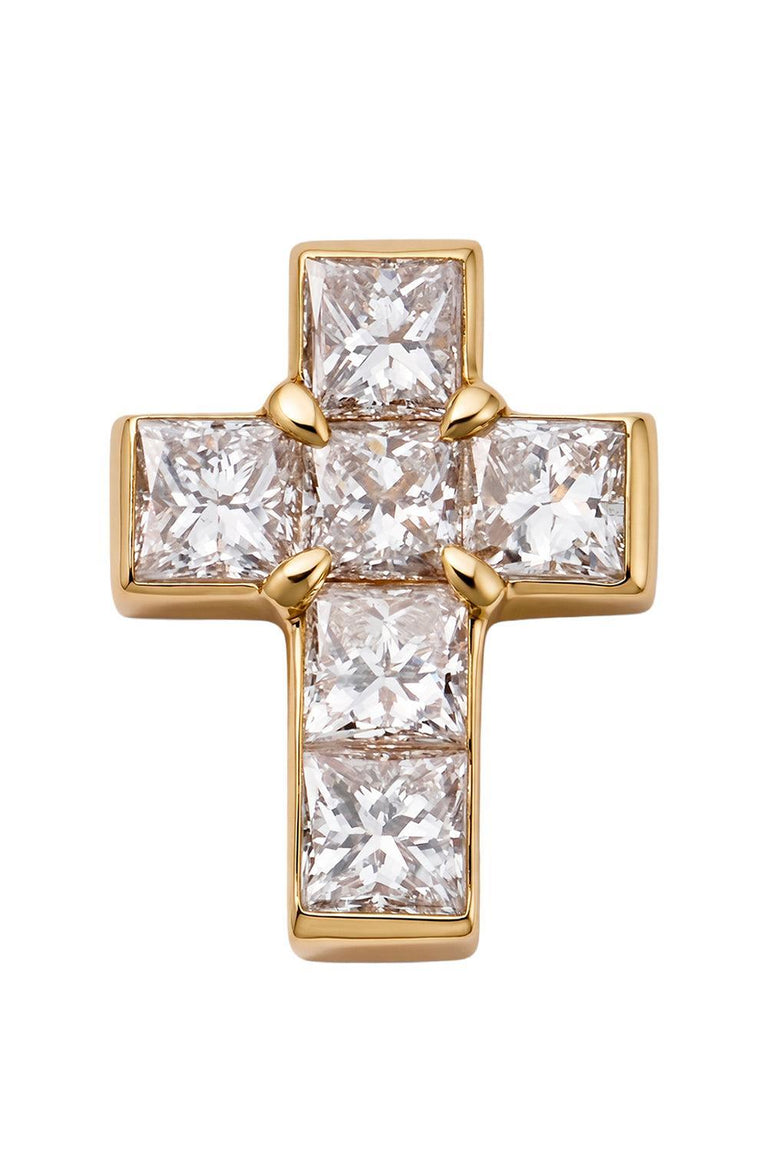 Diamond Cross Charm - Yellow Gold