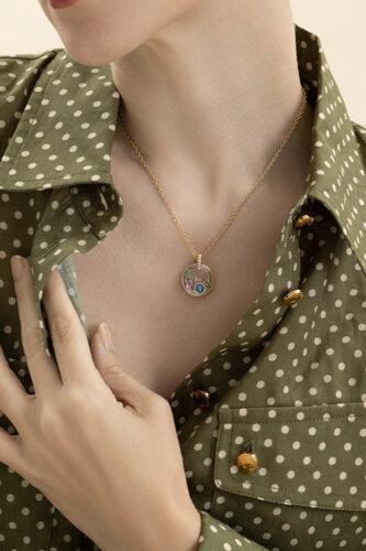 Diamond Pave Evil Eye Charm-YELLOW GOLD-JEWELRYFINE JEWELPENDANT-LOQUET