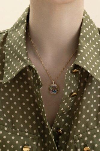Diamond Pave Evil Eye Charm-YELLOW GOLD-JEWELRYFINE JEWELPENDANT-LOQUET