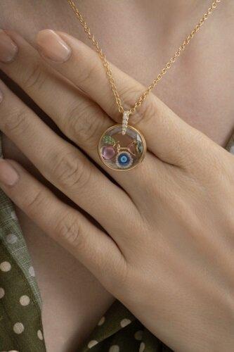 Diamond Pave Evil Eye Charm-YELLOW GOLD-JEWELRYFINE JEWELPENDANT-LOQUET