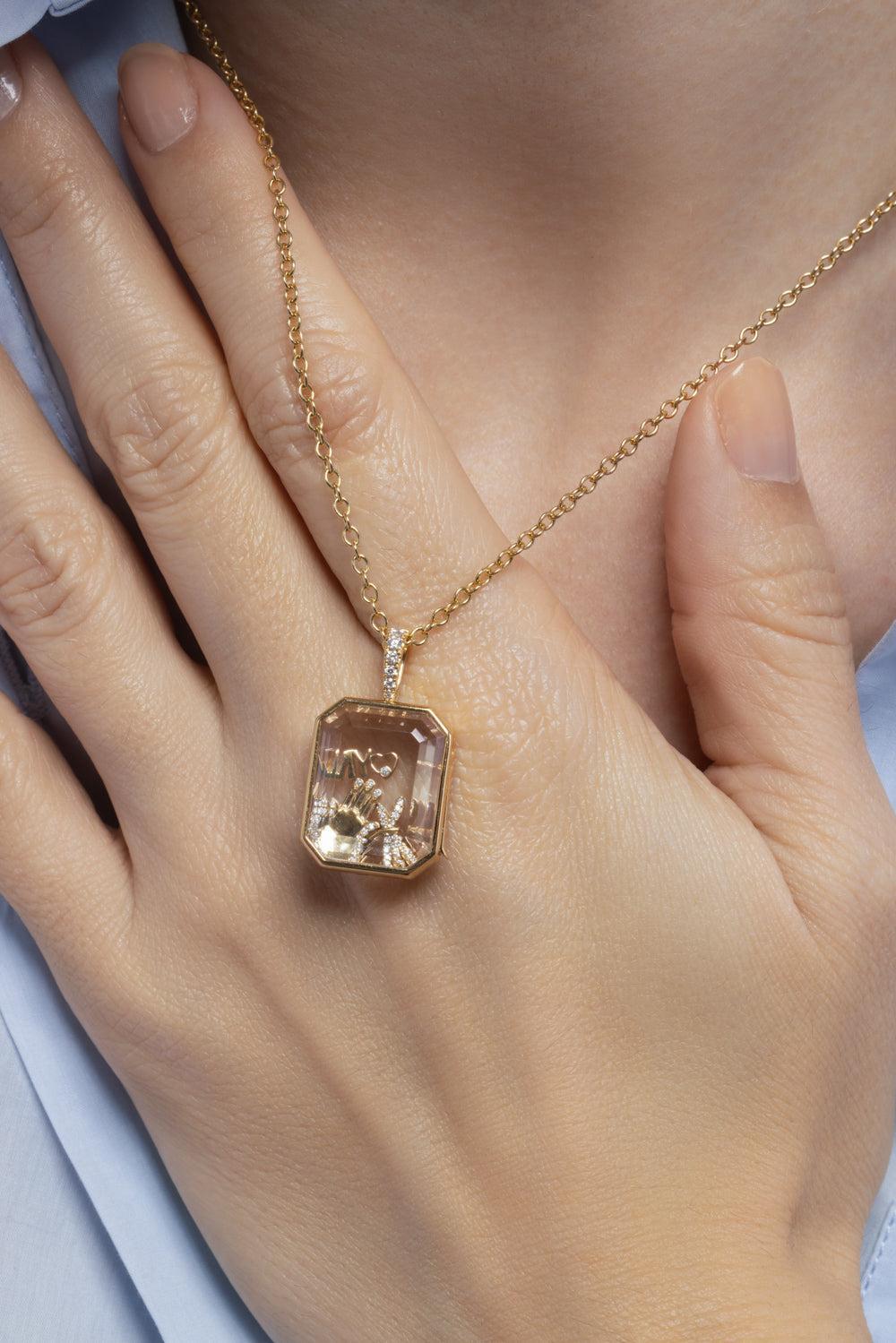 Diamond Sacred Hamsa Charm-YELLOW GOLD-JEWELRYFINE JEWELPENDANT-LOQUET