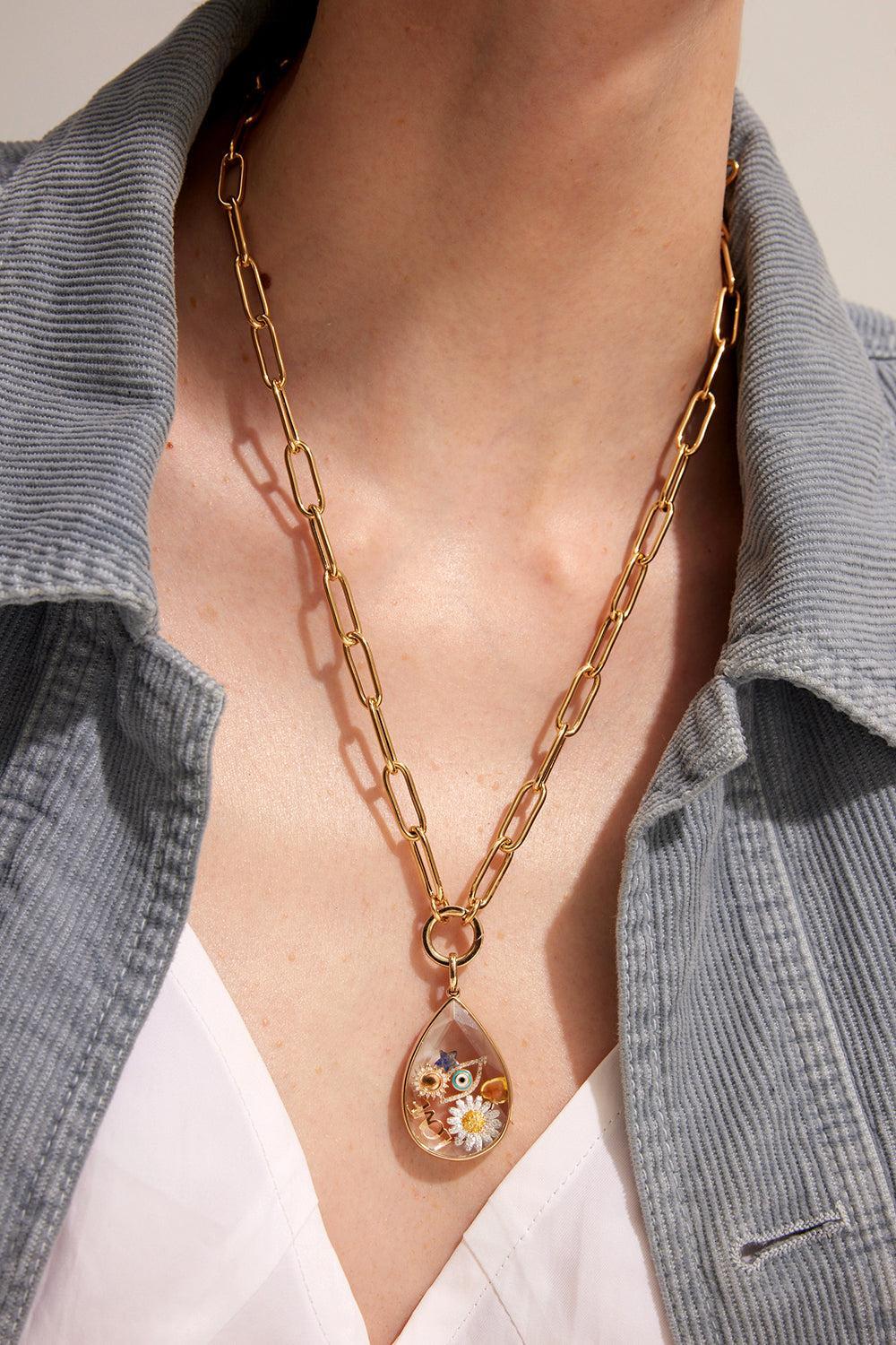 Diamond Sun Charm-YELLOW GOLD-JEWELRYFINE JEWELPENDANT-LOQUET