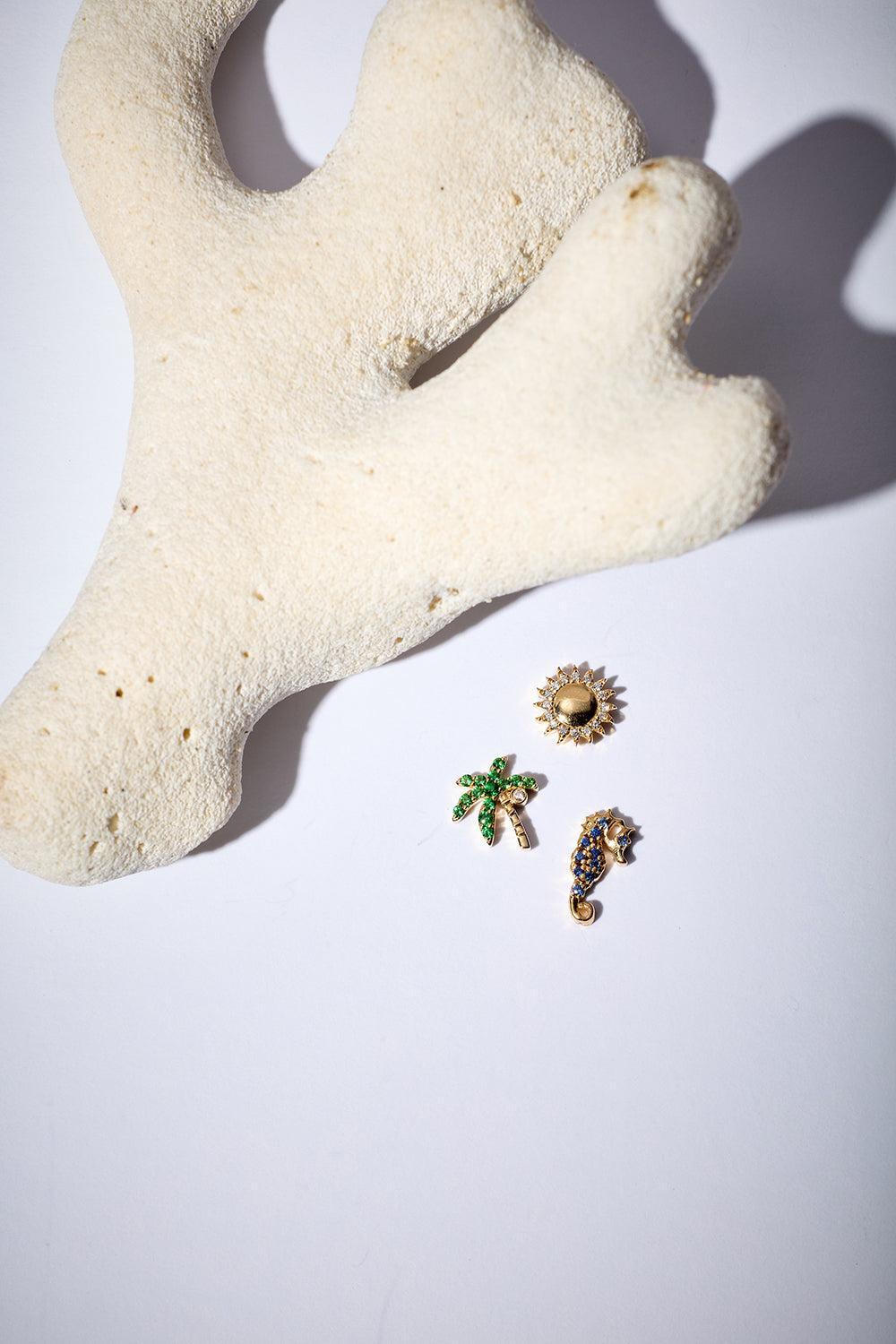 Diamond Sun Charm-YELLOW GOLD-JEWELRYFINE JEWELPENDANT-LOQUET