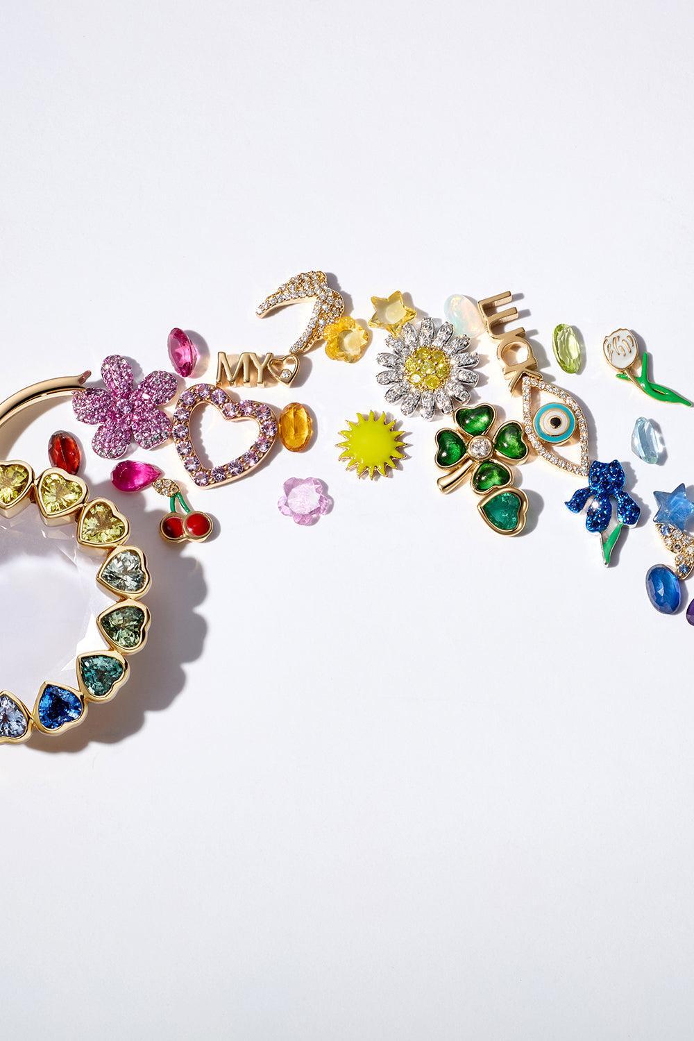 Diamond Sun Charm-YELLOW GOLD-JEWELRYFINE JEWELPENDANT-LOQUET