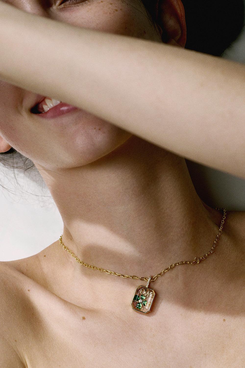 Four Leaf Clover Charm-YELLOW GOLD-JEWELRYFINE JEWELPENDANT-LOQUET