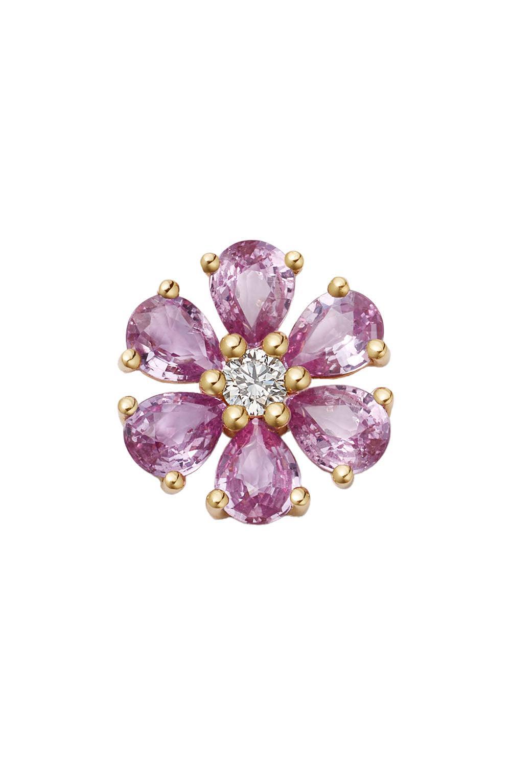 Pink Sapphire Full Bloom Charm-YELLOW GOLD-JEWELRYFINE JEWELPENDANT-LOQUET