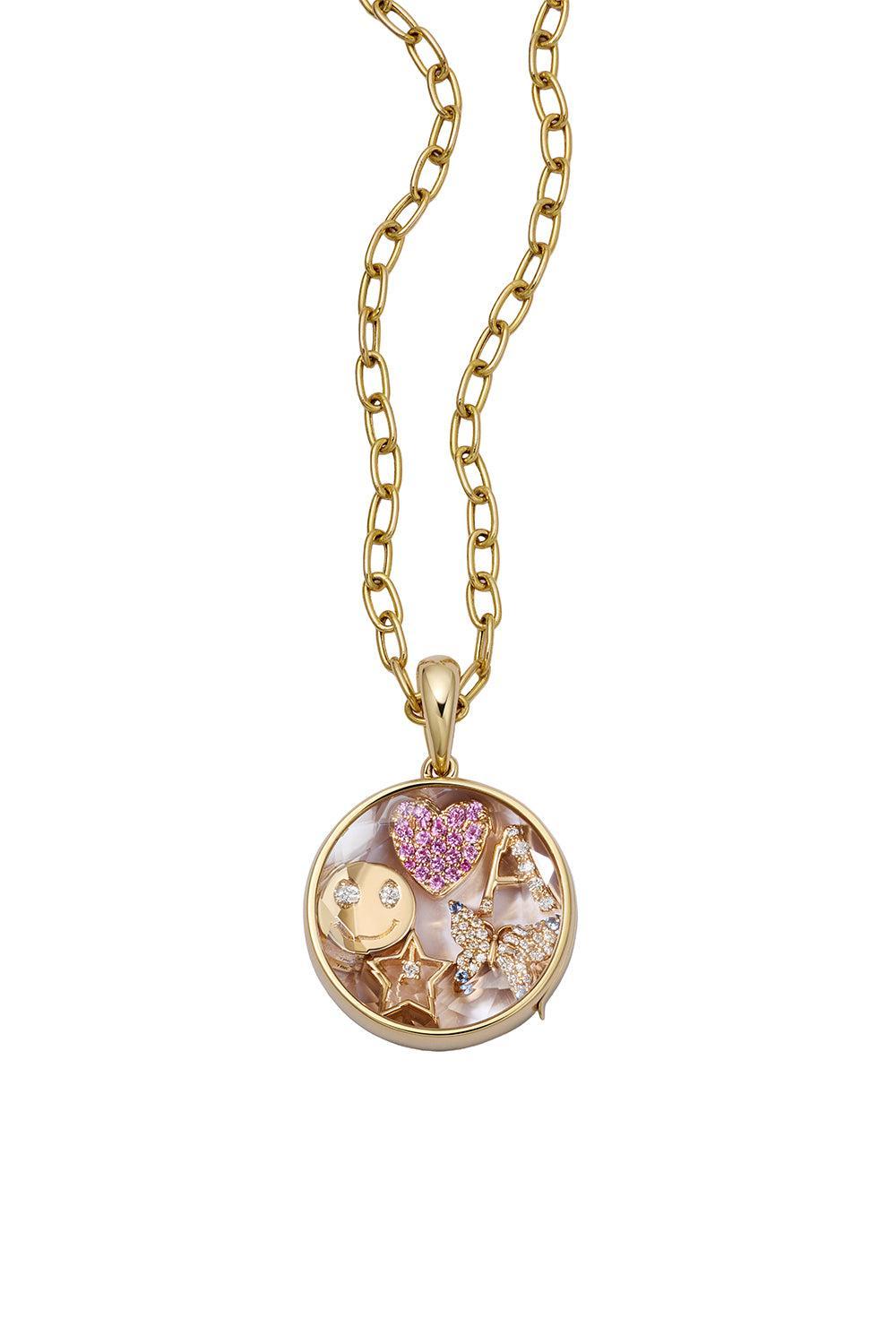Pink Sapphire Heart Charm-YELLOW GOLD-JEWELRYFINE JEWELPENDANT-LOQUET