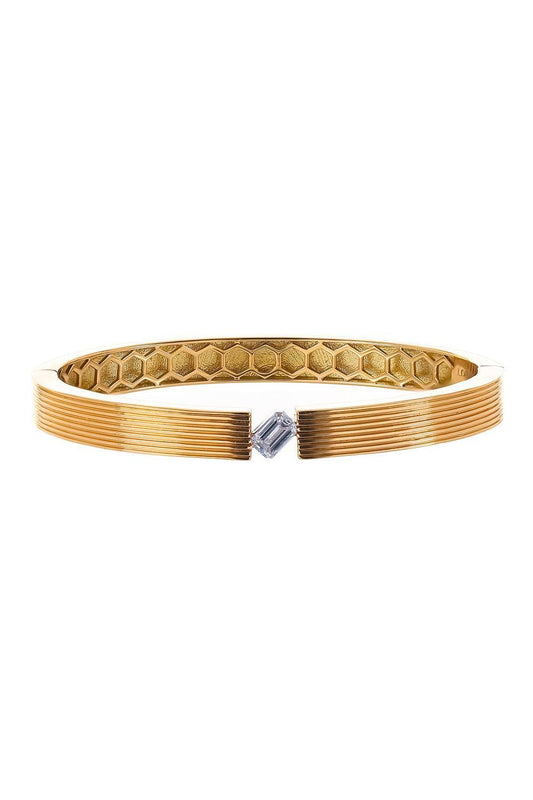 Diamond Orbit Bangle Bracelet-YELLOW GOLD-JEWELRYFINE JEWELBRACELET O-LORAIDA