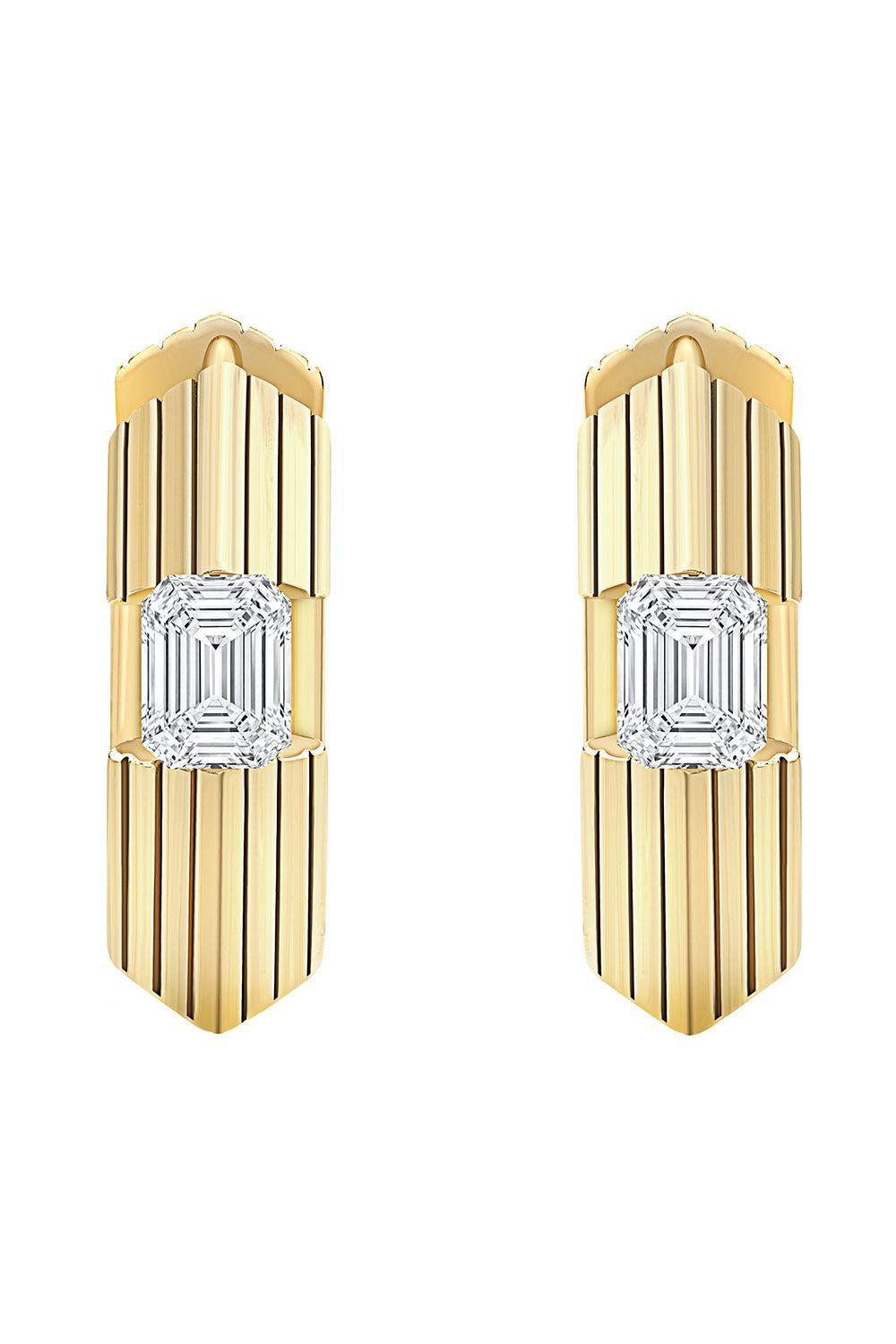Diamond Orbit Huggie Earrings-YELLOW GOLD-JEWELRYFINE JEWELEARRING-LORAIDA
