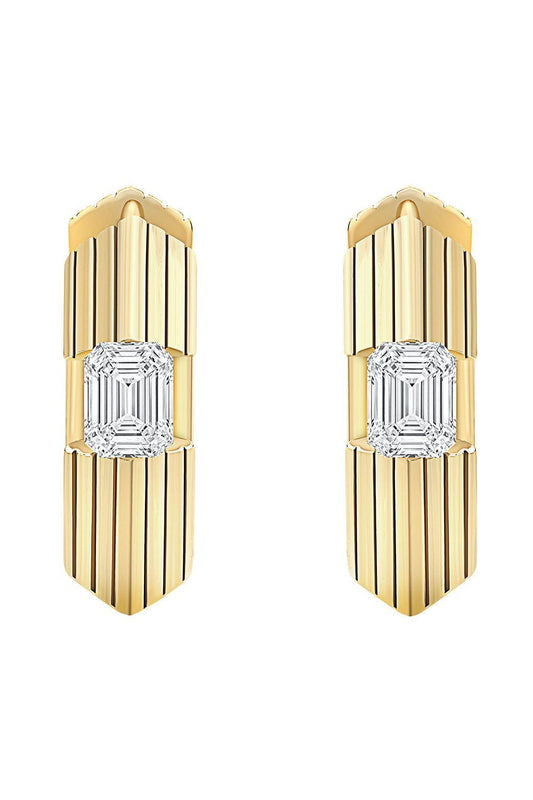 Diamond Orbit Huggie Earrings-YELLOW GOLD-JEWELRYFINE JEWELEARRING-LORAIDA