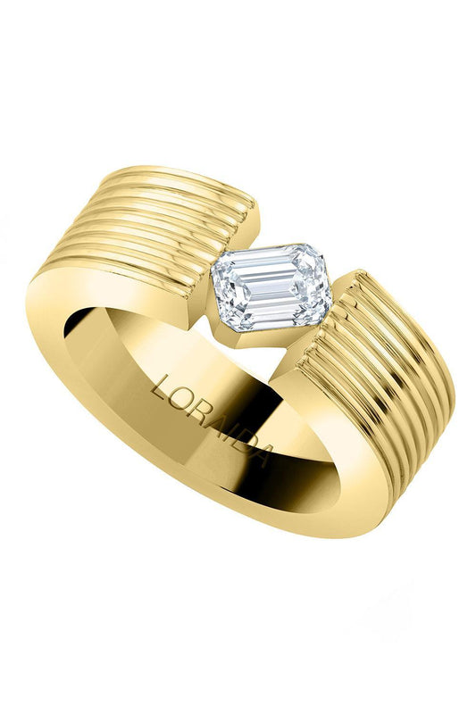 Diamond Orbit Pinky Ring-YELLOW GOLD-4-JEWELRYFINE JEWELRING-LORAIDA